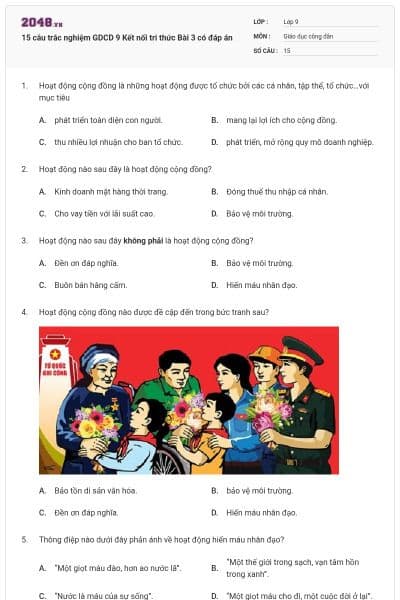 15 câu trắc nghiệm GDCD 9 Kết nối tri thức Bài 3 có đáp án