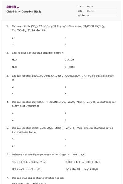 Chất điện ly - Dung dịch điện ly