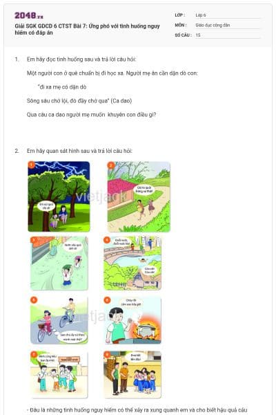 Giải SGK GDCD 6 CTST Bài 7: Ứng phó với tình huống nguy hiểm có đáp án