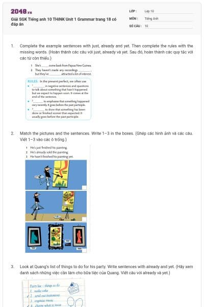 Giải SGK Tiếng anh 10 THiNK Unit 1 Grammar trang 18 có đáp án