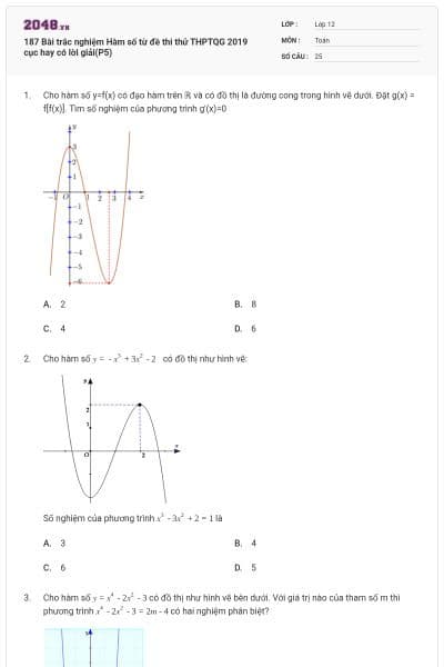 187 Bài trắc nghiệm Hàm số từ đề thi thử THPTQG 2019 cục hay có lời giải(P5)