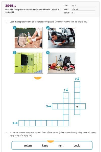 Giải SBT Tiếng anh 10 I-Learn Smart Word Unit 6. Lesson 2 có đáp án