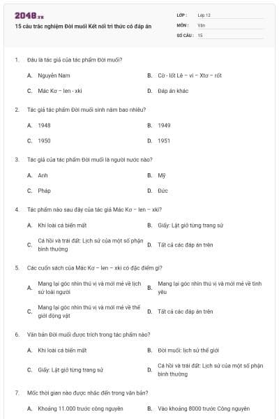 15 câu trắc nghiệm Đời muối Kết nối tri thức có đáp án