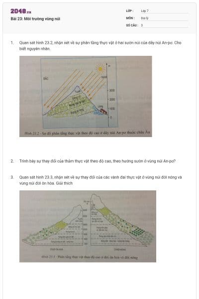 Bài 23: Môi trường vùng núi
