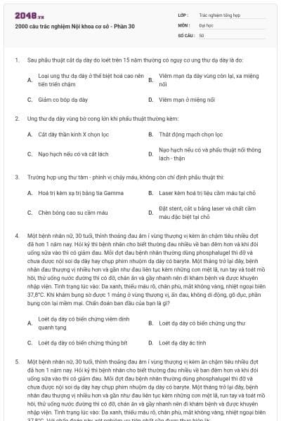 2000 câu trắc nghiệm Nội khoa cơ sở - Phần 30