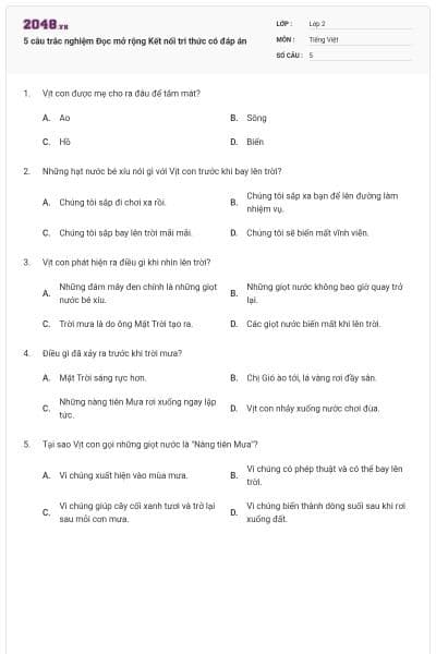 5 câu trắc nghiệm Đọc mở rộng Kết nối tri thức có đáp án