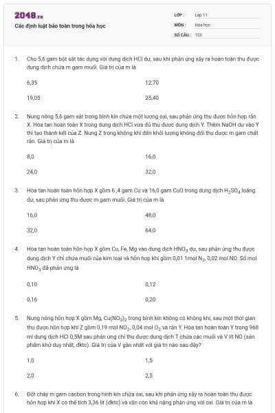 Các định luật bảo toàn trong hóa học