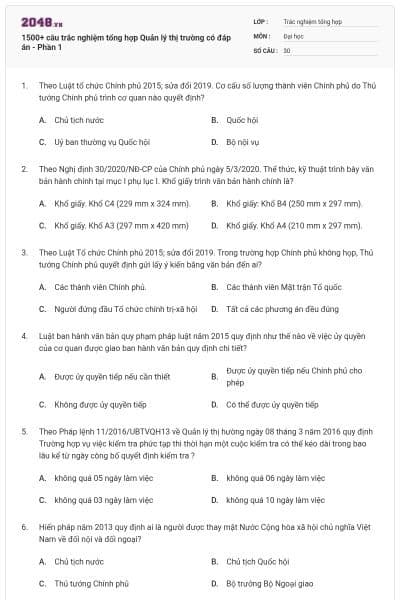 1500+ câu trắc nghiệm tổng hợp Quản lý thị trường có đáp án - Phần 1