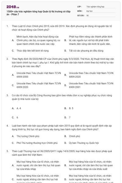 1500+ câu trắc nghiệm tổng hợp Quản lý thị trường có đáp án - Phần 7