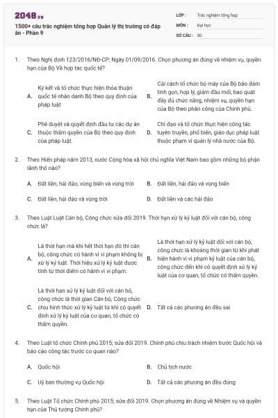 1500+ câu trắc nghiệm tổng hợp Quản lý thị trường có đáp án - Phần 9