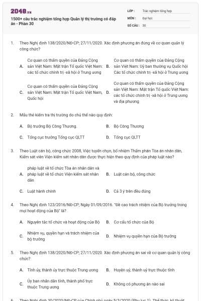 1500+ câu trắc nghiệm tổng hợp Quản lý thị trường có đáp án - Phần 30