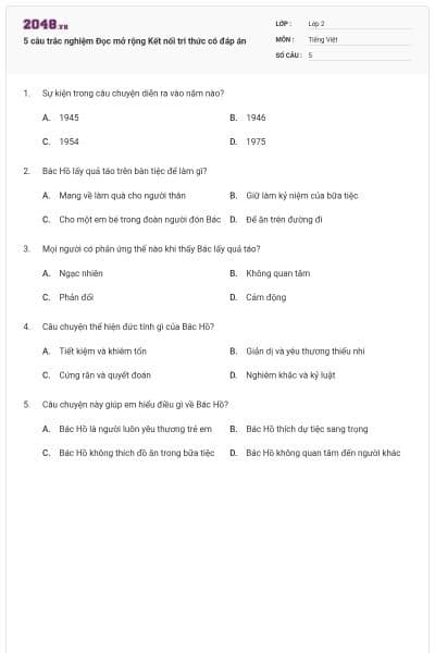 5 câu trắc nghiệm Đọc mở rộng Kết nối tri thức có đáp án