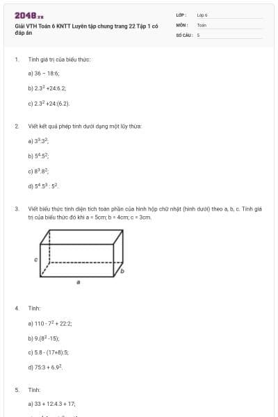 Giải VTH Toán 6 KNTT Luyên tập chung trang 22 Tập 1 có đáp án