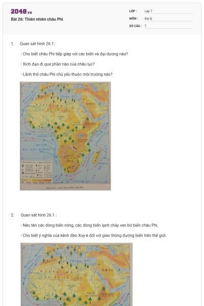 Bài 26: Thiên nhiên châu Phi