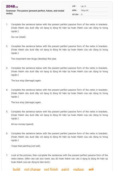 Grammar: The pasive (present perfect, future, and modal verbs)