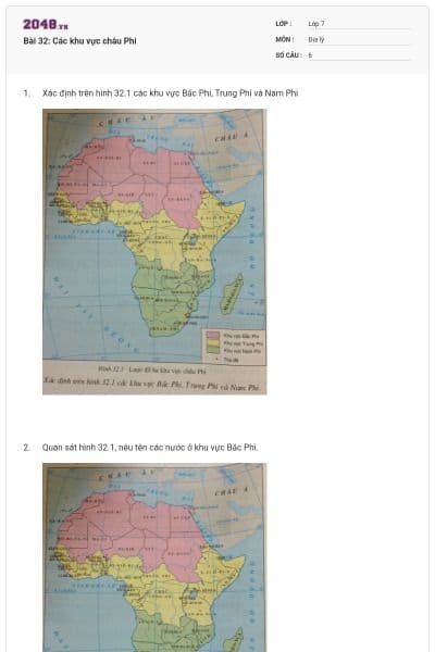 Bài 32: Các khu vực châu Phi