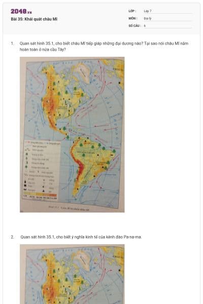 Bài 35: Khái quát châu Mĩ