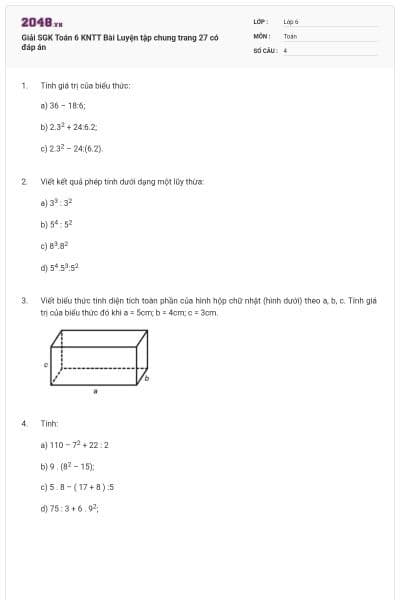 Giải SGK Toán 6 KNTT Bài Luyện tập chung trang 27 có đáp án