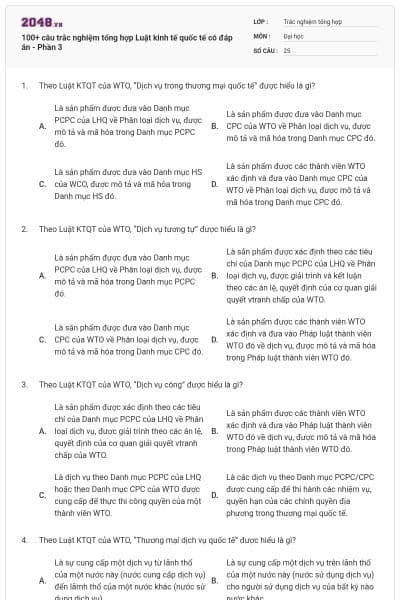 100+ câu trắc nghiệm tổng hợp Luật kinh tế quốc tế có đáp án - Phần 3