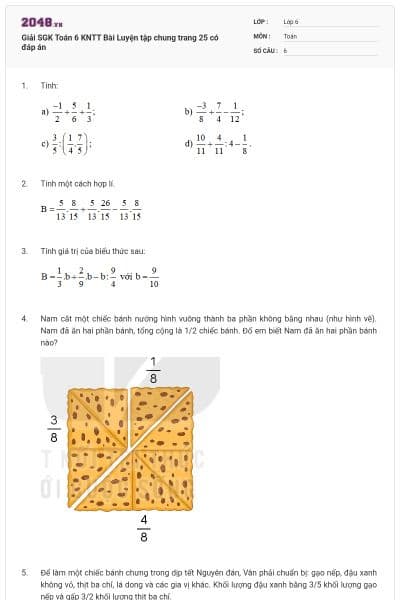 Giải SGK Toán 6 KNTT Bài Luyện tập chung trang 25 có đáp án