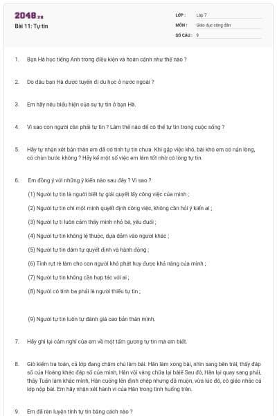 Bài 11: Tự tin