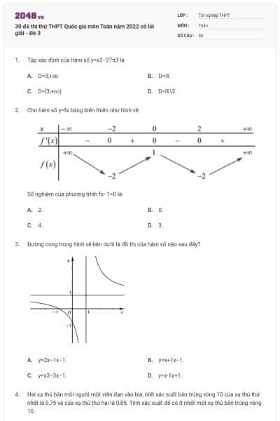30 đề thi thử THPT Quốc gia môn Toán năm 2022 có lời giải - Đề 3