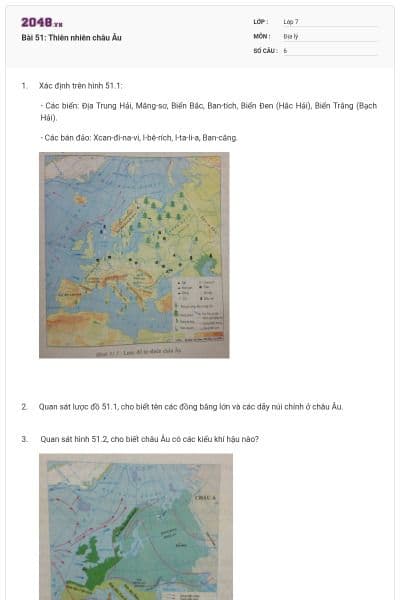 Bài 51: Thiên nhiên châu Âu