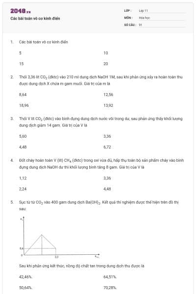 Các bài toán vô cơ kinh điển