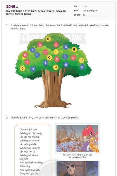 Giải SGK GDCD 8 CTST Bài 1: Tự hào về truyền thống dân tộc Việt Nam có đáp án