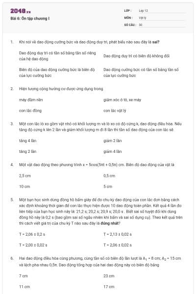 Bài 6: Ôn tập chương I