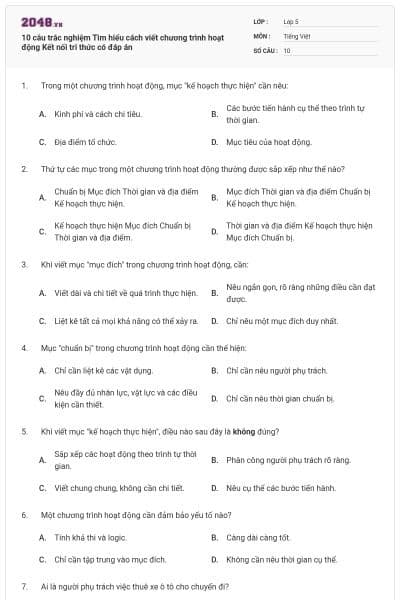 10 câu trắc nghiệm Tìm hiểu cách viết chương trình hoạt động Kết nối tri thức có đáp án
