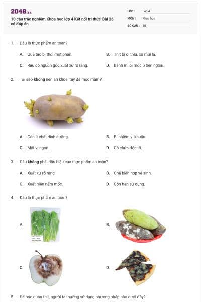 10 câu trắc nghiệm Khoa học lớp 4 Kết nối tri thức Bài 26 có đáp án