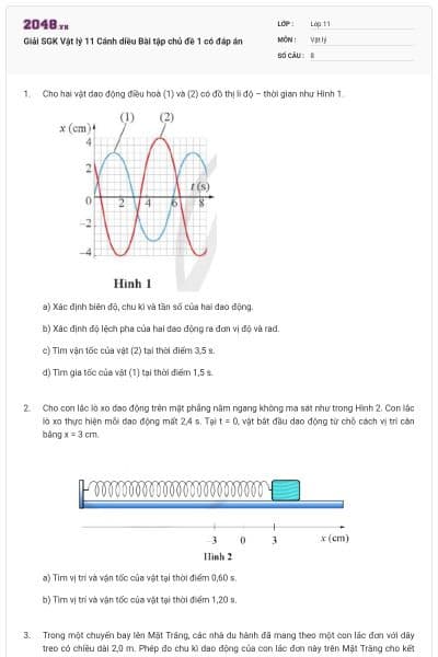 Giải SGK Vật lý 11 Cánh diều Bài tập chủ đề 1 có đáp án