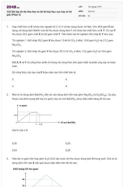 220 Bài tập đồ thị Hóa Học từ đề thi Đại Học cực hay có lời giải (Phần 3)