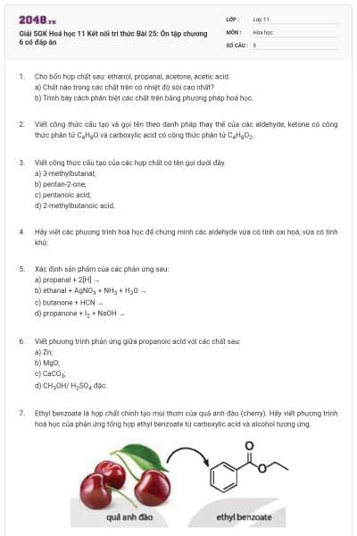 Giải SGK Hoá học 11 Kết nối tri thức Bài 25: Ôn tập chương 6 có đáp án
