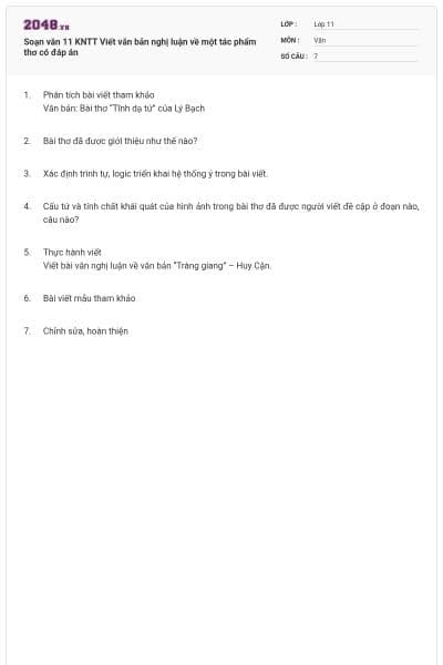 Soạn văn 11 KNTT Viết văn bản nghị luận về một tác phẩm thơ có đáp án