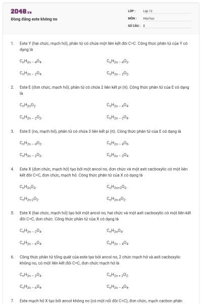 Đồng đẳng este không no