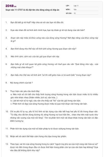 Soạn văn 11 CTST Ai đã đặt tên cho dòng sông có đáp án