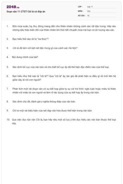 Soạn văn 11 CTST Cõi lá có đáp án