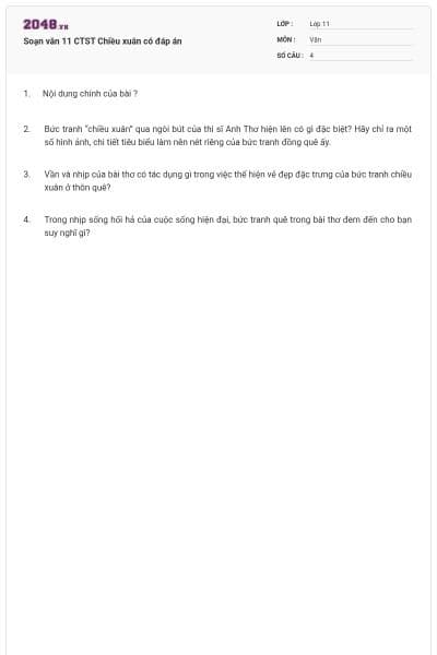 Soạn văn 11 CTST Chiều xuân có đáp án