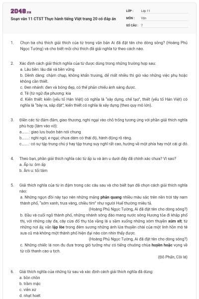 Soạn văn 11 CTST Thực hành tiếng Việt trang 20 có đáp án