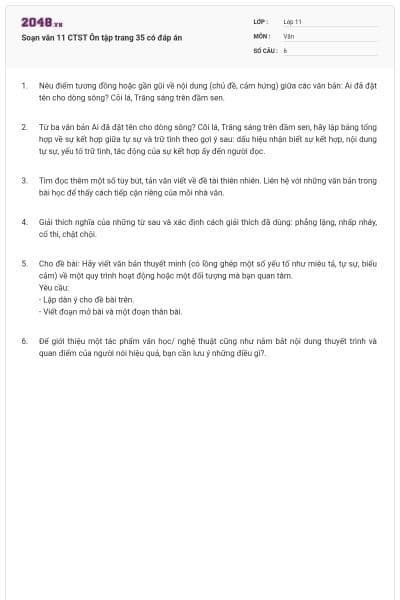 Soạn văn 11 CTST Ôn tập trang 35 có đáp án