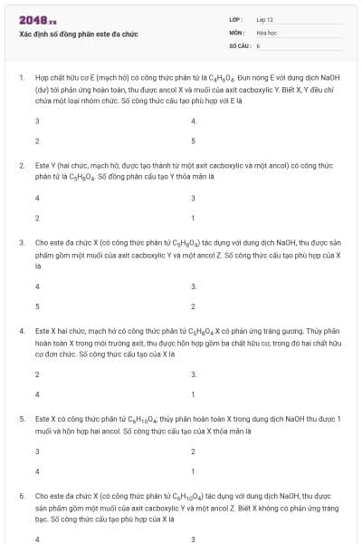 Xác định số đồng phân este đa chức