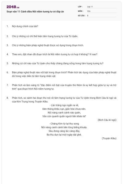 Soạn văn 11 Cánh diều Nỗi niềm tương tư có đáp án