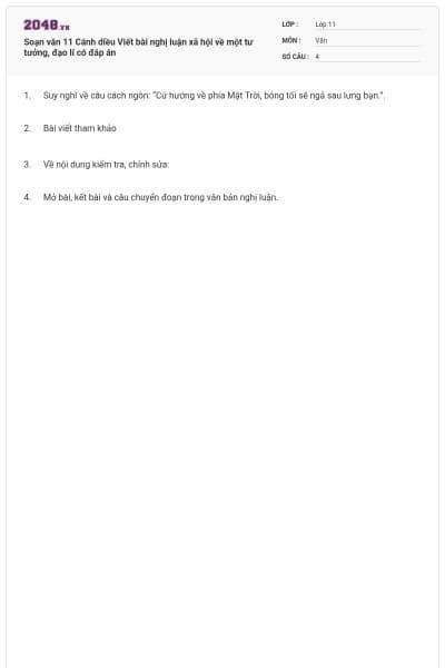 Soạn văn 11 Cánh diều Viết bài nghị luận xã hội về một tư tưởng, đạo lí có đáp án
