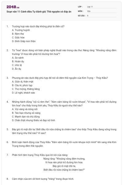 Soạn văn 11 Cánh diều Tự đánh giá: Thề nguyền có đáp án