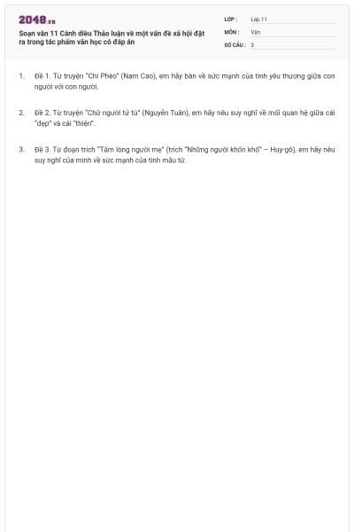 Soạn văn 11 Cánh diều Thảo luận về một vấn đề xã hội đặt ra trong tác phẩm văn học có đáp án