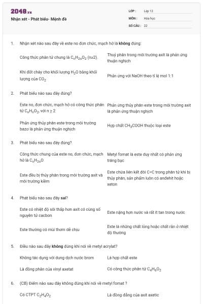 Nhận xét - Phát biểu- Mệnh đề