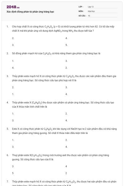 Xác định đồng phân từ phản ứng tráng bạc