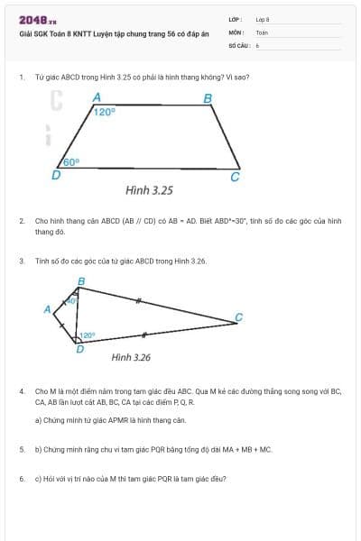 Giải SGK Toán 8 KNTT Luyện tập chung trang 56 có đáp án